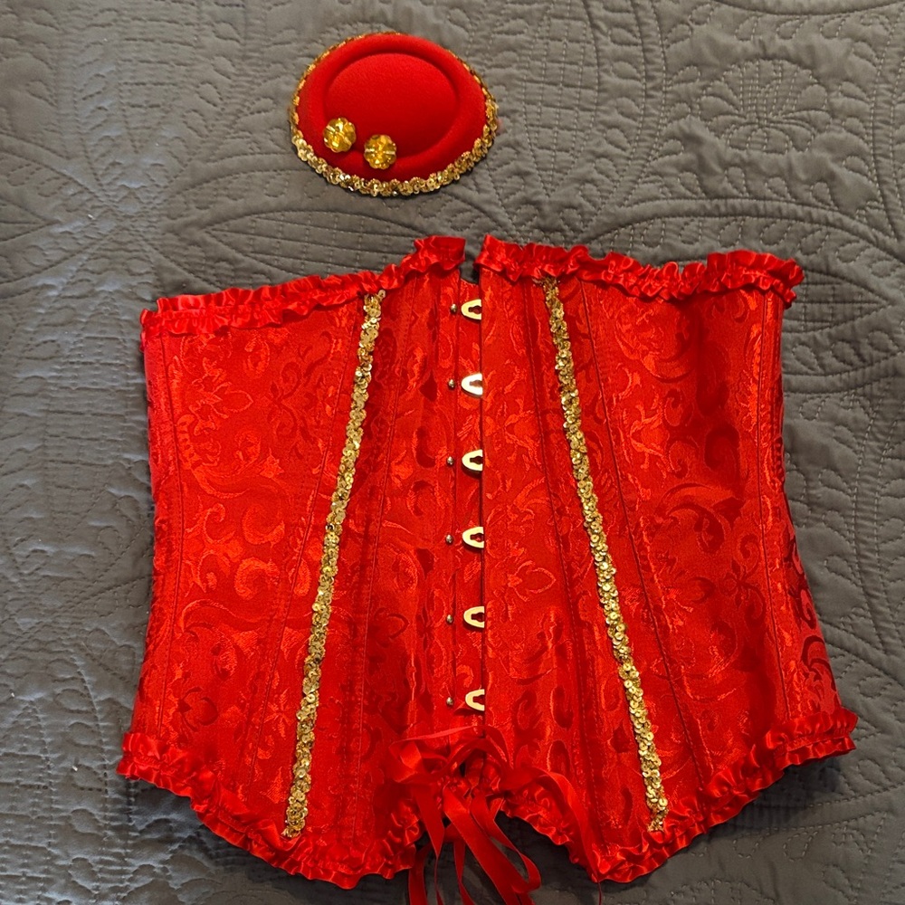 Elegant Red and Gold Shapewear Corset